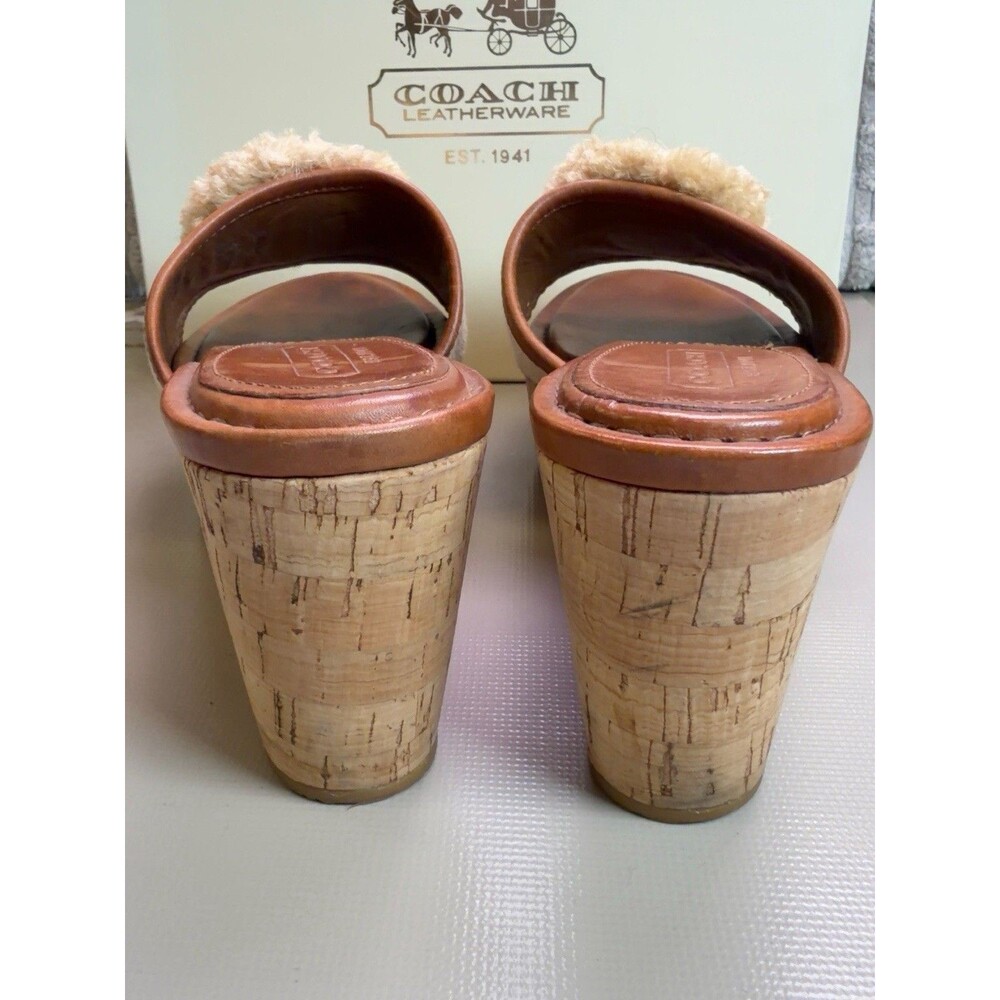 Coach Jazmin A8031 Canvas Cork Wedge Slide Sandals Natural Women’s 7.5M - Picture 5 of 12